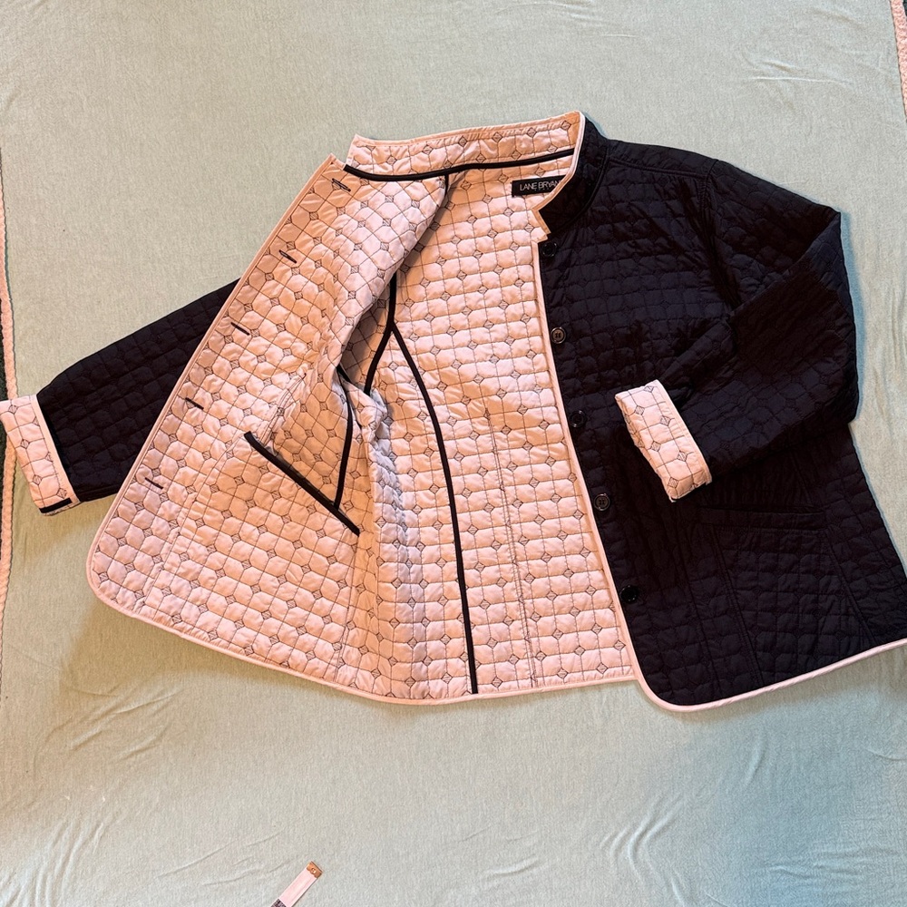 Lane Bryant  black & cream diamond stitched quilted reversible Jacket 18/20W EUC